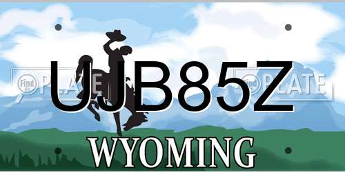 UJB85Z Wyoming License Plate