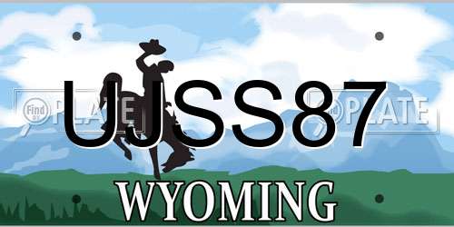 UJSS87 Wyoming License Plate