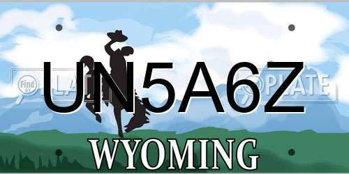 UN5A6Z Wyoming License Plate