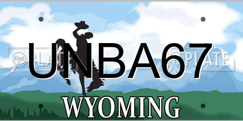 UNBA67 Wyoming License Plate