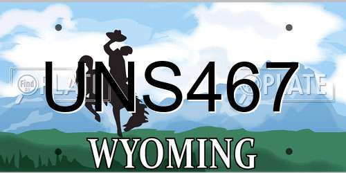 UNS467 Wyoming License Plate