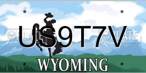 US9T7V Wyoming License Plate