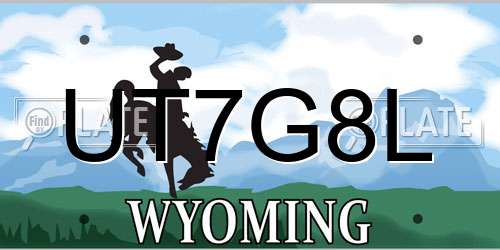 UT7G8L Wyoming License Plate