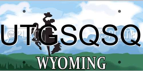 UTGSQSQ Wyoming License Plate