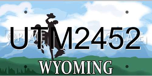 UTM2452 Wyoming License Plate