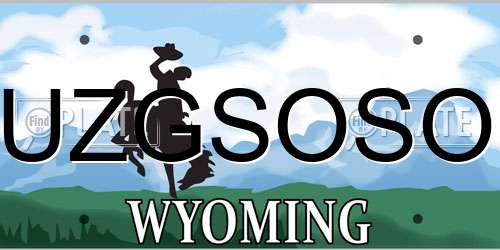UZGSOSO Wyoming License Plate
