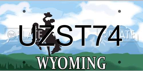 UZST74 Wyoming License Plate