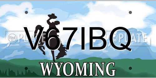 V67IBQ Wyoming License Plate