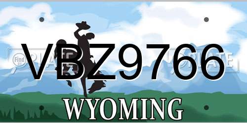 VBZ9766 Wyoming License Plate