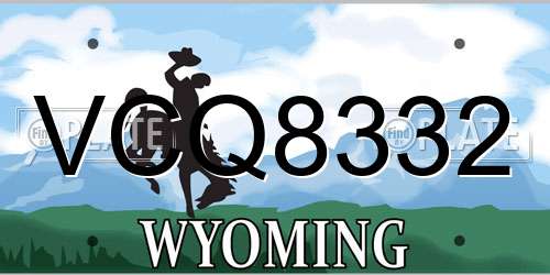 VCQ8332 Wyoming License Plate