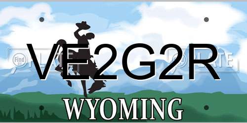 VE2G2R Wyoming License Plate