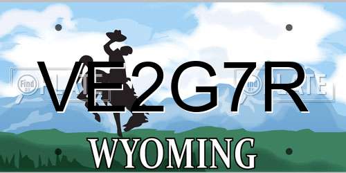 VE2G7R Wyoming License Plate