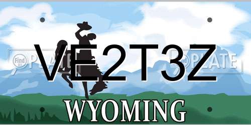 VE2T3Z Wyoming License Plate