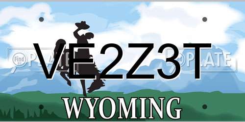 VE2Z3T Wyoming License Plate
