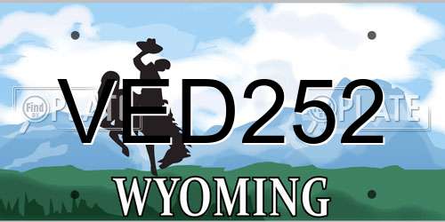 VED252 Wyoming License Plate