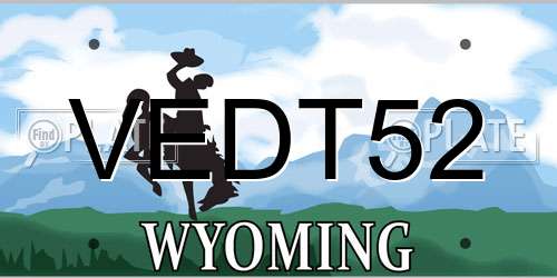 VEDT52 Wyoming License Plate