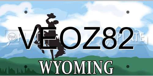 VEOZ82 Wyoming License Plate