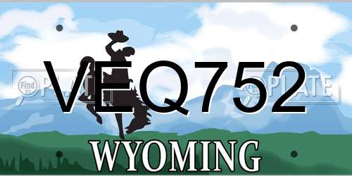 VEQ752 Wyoming License Plate