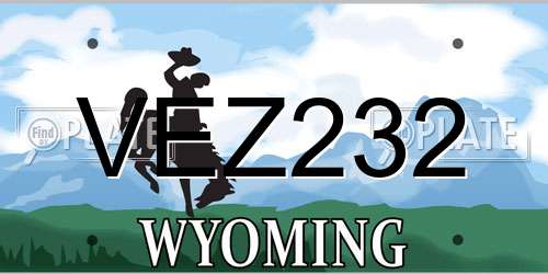 VEZ232 Wyoming License Plate