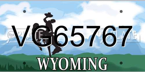 VG65767 Wyoming License Plate