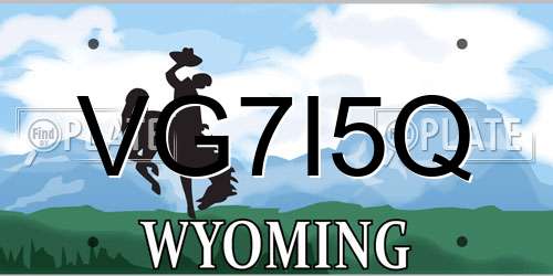 VG7I5Q Wyoming License Plate