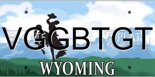 VGGBTGT Wyoming License Plate