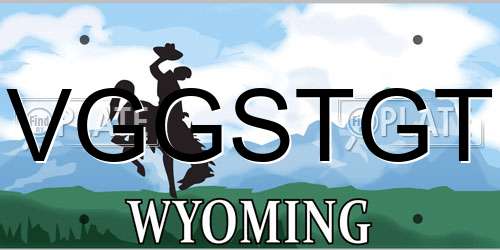 VGGSTGT Wyoming License Plate