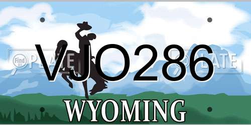 VJO286 Wyoming License Plate