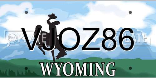 VJOZ86 Wyoming License Plate