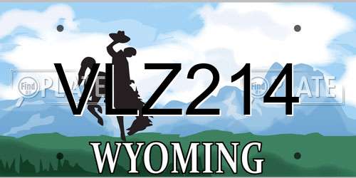 VLZ214 Wyoming License Plate