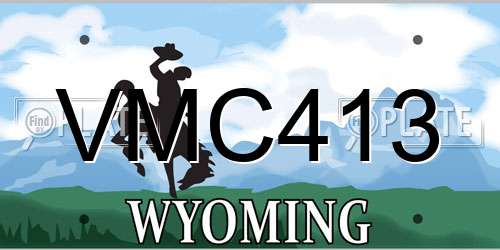 VMC413 Wyoming License Plate
