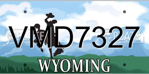 VMD7327 Wyoming License Plate