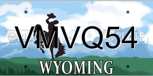 VMVQ54 Wyoming License Plate