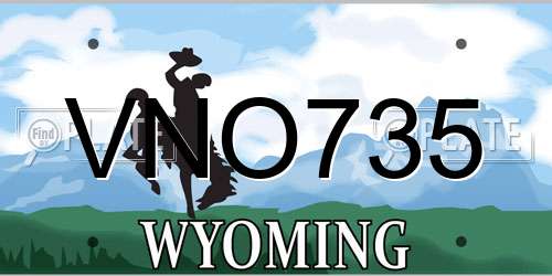 VNO735 Wyoming License Plate