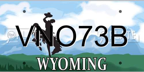VNO73B Wyoming License Plate