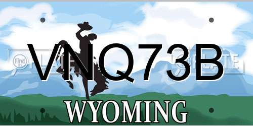 VNQ73B Wyoming License Plate