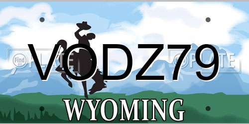 VODZ79 Wyoming License Plate