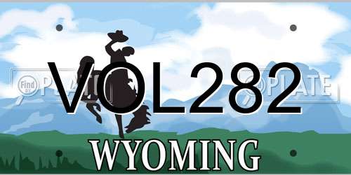 VOL282 Wyoming License Plate