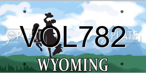 VOL782 Wyoming License Plate