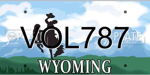 VOL787 Wyoming License Plate