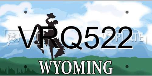 VRQ522 Wyoming License Plate