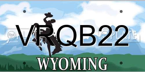 VRQB22 Wyoming License Plate
