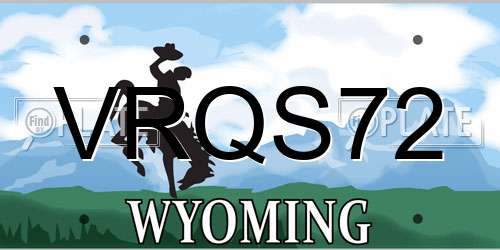 VRQS72 Wyoming License Plate
