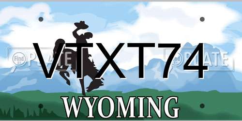 VTXT74 Wyoming License Plate