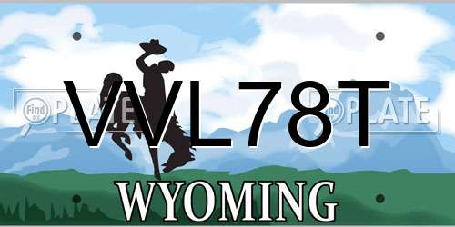 VVL78T Wyoming License Plate