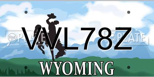 VVL78Z Wyoming License Plate
