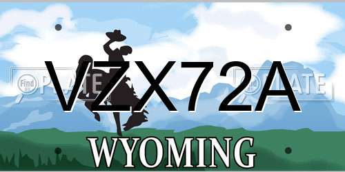 VZX72A Wyoming License Plate
