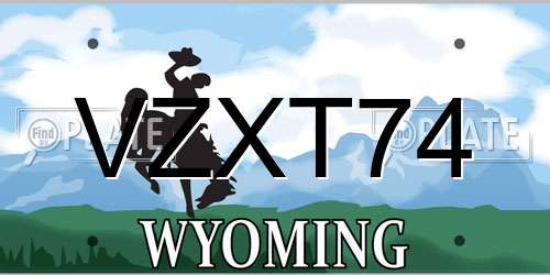 VZXT74 Wyoming License Plate