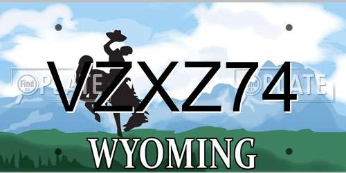 VZXZ74 Wyoming License Plate