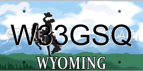 W33GSQ Wyoming License Plate